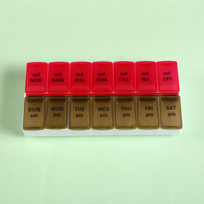 Wholesale PP Double Row Packaging 4-compartment Open Lid Portable Small Medicine Box